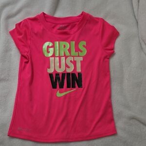 Nike Hot Pink Girls' Graphic Tee with Neon Green & Black Accents